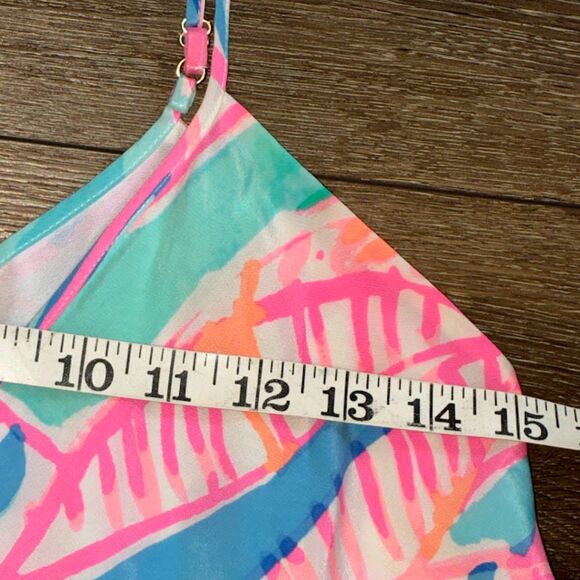 Lilly Pulitzer XS Silk Floral Dress Pink Blue Green Spaghetti Strap Slip Dress - Picture 5 of 5